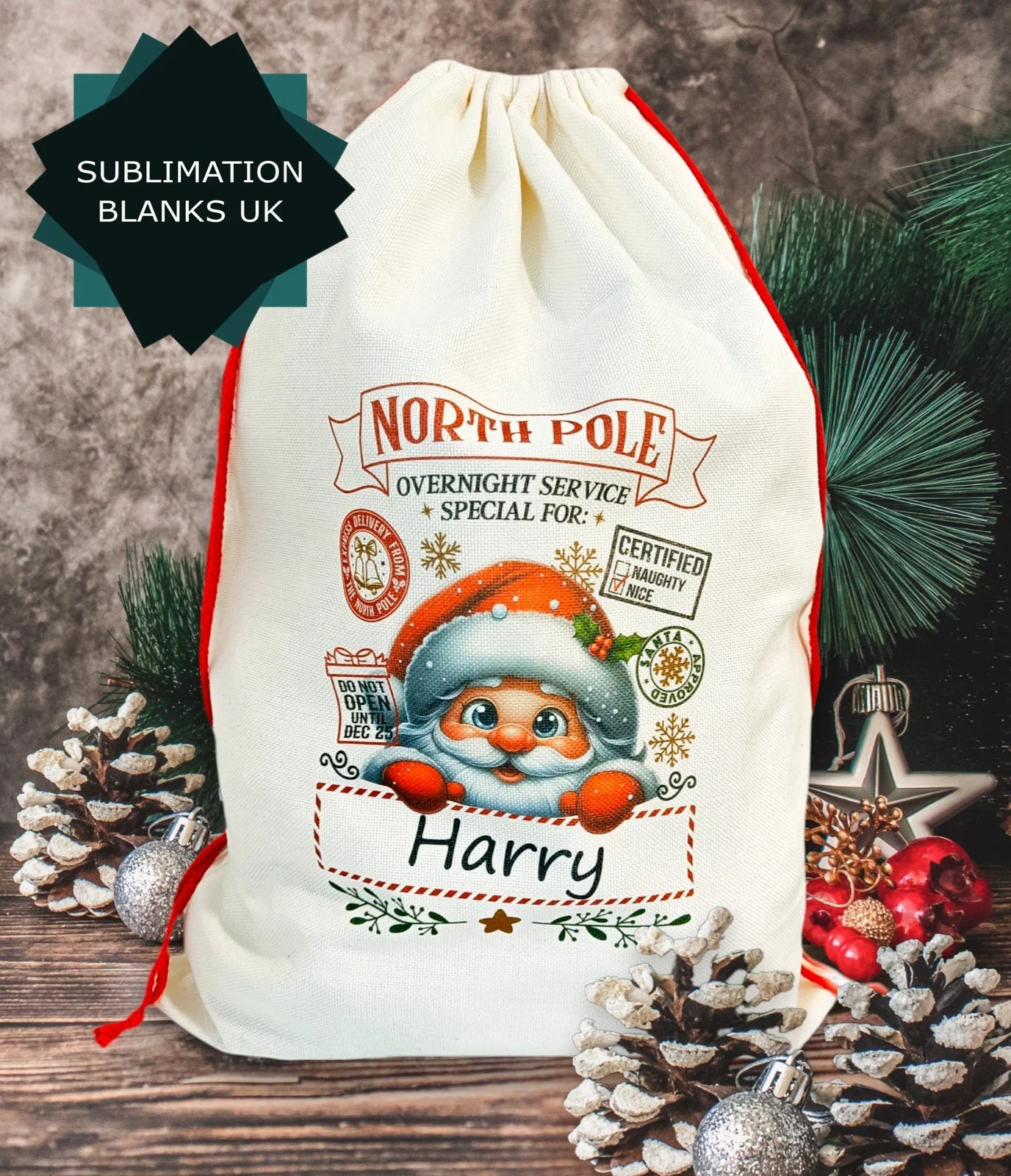 Linen Sublimation Santa Sack - Image 5