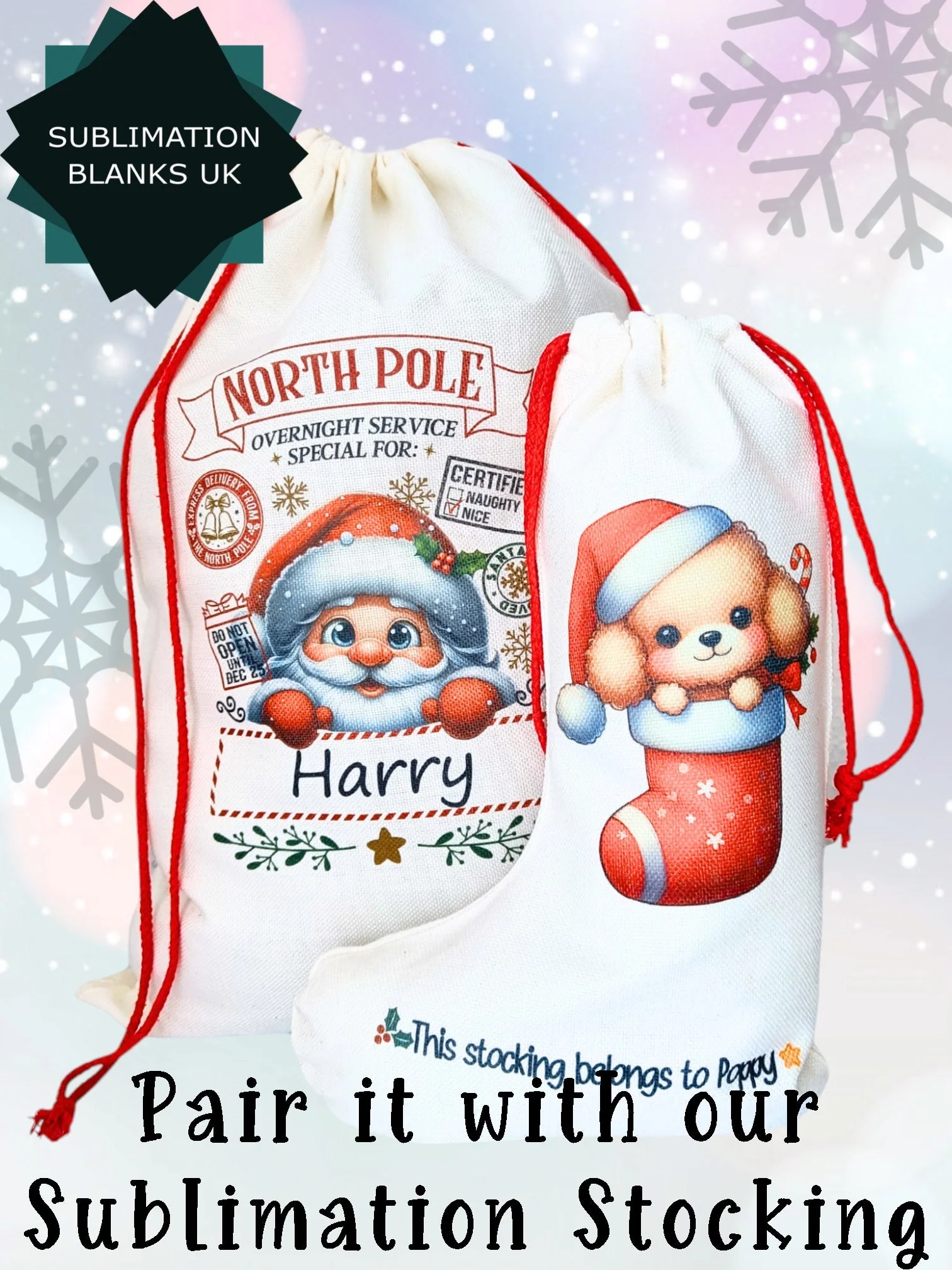 Linen Sublimation Santa Sack - Image 7